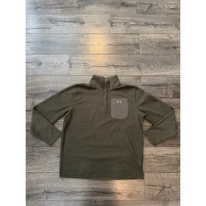Under‎ Armour Sweater Mens XXL Green Mock Neck Quarter Long Sleeve Pullover
